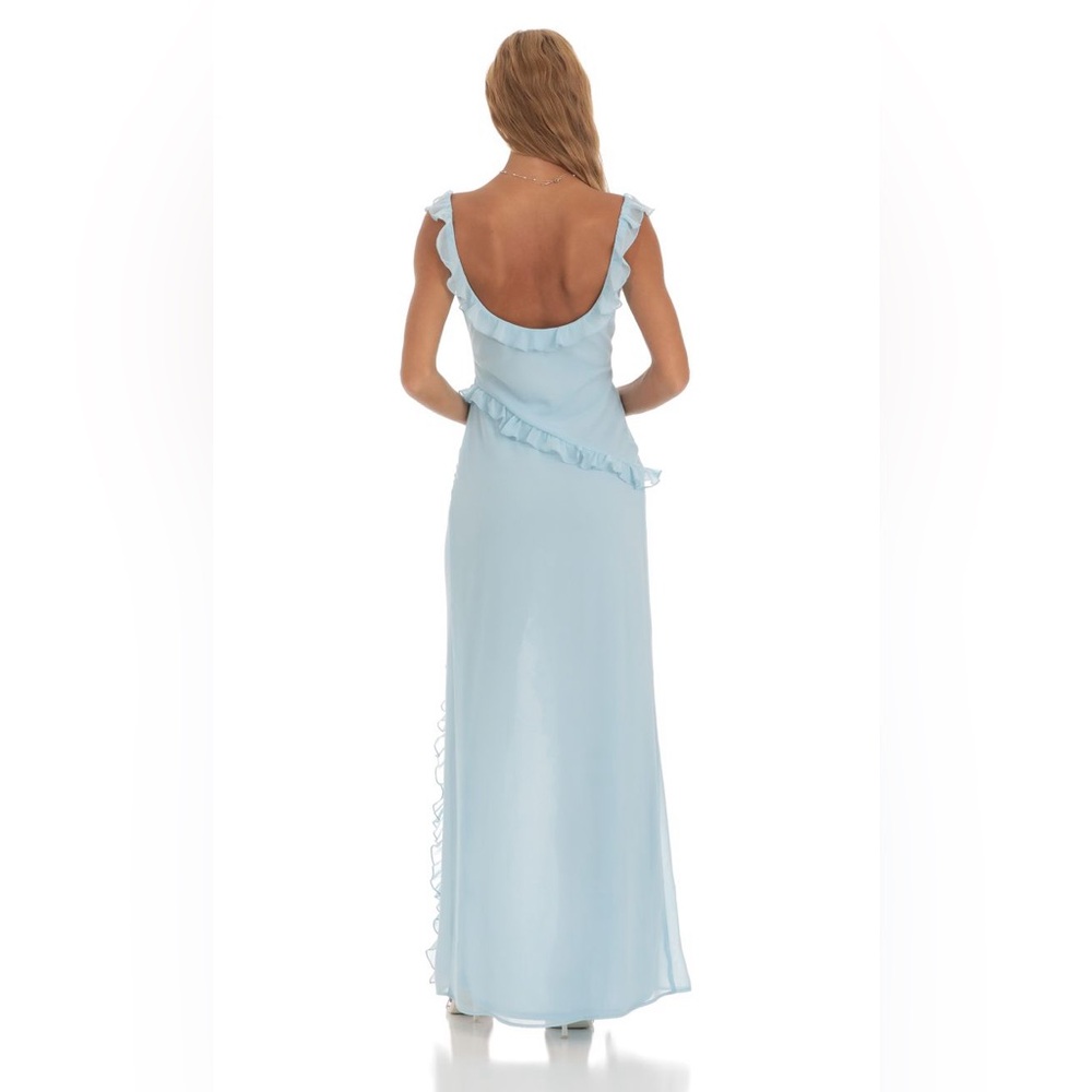 ☁️ LUCY IN THE SKY Chiffon Ruffle Dress in Blue. XL. Good condition! - Picture 2 of 4